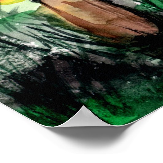 Paarse paddenstoelen in het bos poster (Hoek)