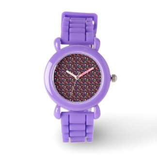 Paarse paddenstoelenbladpatroon siliconen horloge