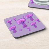 Paarse paddenstoelenfeest bier onderzetter (Linkerzijde)