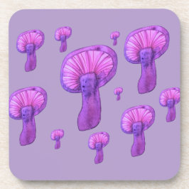 Paarse paddenstoelenfeest bier onderzetter