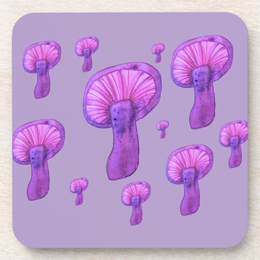 Paarse paddenstoelenfeest bier onderzetter (Voorkant)