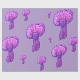 Paarse paddenstoelenfeest cadeaupapier