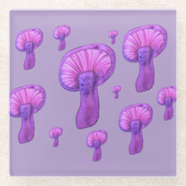 Paarse paddenstoelenfeest glazen onderzetter