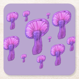 Paarse paddenstoelenfeest kartonnen onderzetters
