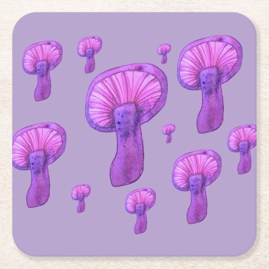 Paarse paddenstoelenfeest kartonnen onderzetters (Voorkant)