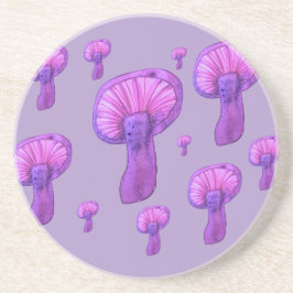 Paarse paddenstoelenfeest zandsteen onderzetter