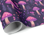 Paarse paddenstoelenpatroon cadeaupapier (Rol Hoek)