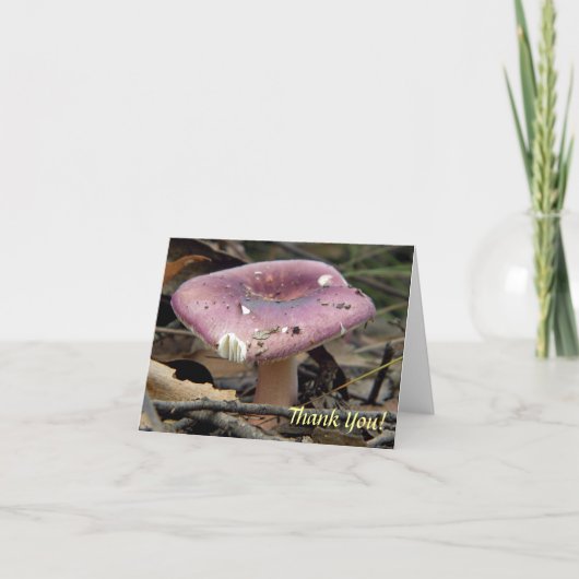 Paarse paddestoel bedankkaart (Voorkant)