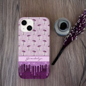 Paarse Paddestoel Droom en Glitter Drips Monogram Case-Mate iPhone Case