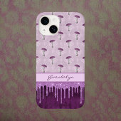 Paarse Paddestoel Droom en Glitter Drips Monogram Case-Mate iPhone Case