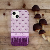 Paarse Paddestoel Droom en Glitter Drips Monogram Case-Mate iPhone Case