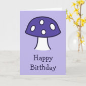 Paarse paddestoel verjaardag Kaart (Gele Bloem)