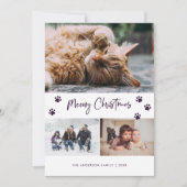 Paarse pagina Afdrukken Foto Collage Meowy Kerstmi Feestdagenkaart (Voorkant)