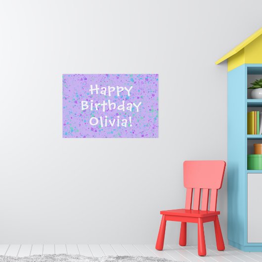 Paarse Paint Splatter Birthday Poster (Kinderkamer 1)