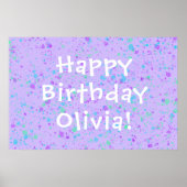 Paarse Paint Splatter Birthday Poster (Voorkant)