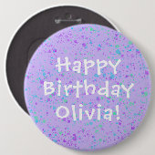 Paarse Paint Splatter Birthday Ronde Button 6,0 Cm (Voorkant /achterkant)