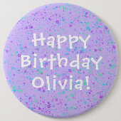 Paarse Paint Splatter Birthday Ronde Button 6,0 Cm (Voorkant)