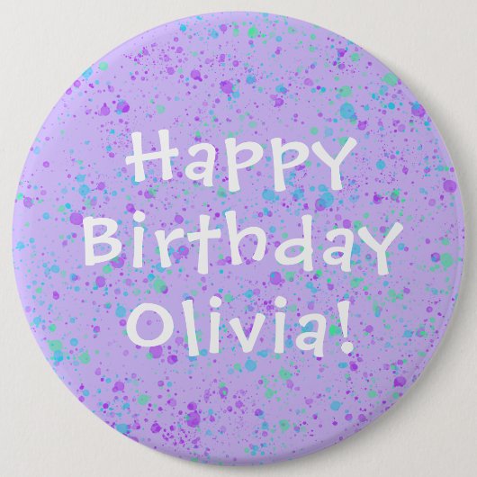 Paarse Paint Splatter Birthday Ronde Button 6,0 Cm (Voorkant)
