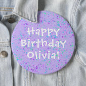 Paarse Paint Splatter Birthday Ronde Button 6,0 Cm (In situ)