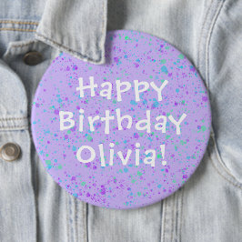 Paarse Paint Splatter Birthday Ronde Button 6,0 Cm