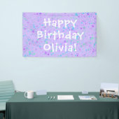 Paarse Paint Splatter Birthday Spandoek (Beurs)