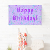 Paarse Paint Splatter Birthday Spandoek (Insitu)