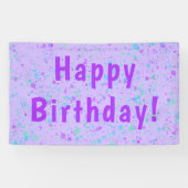 Paarse Paint Splatter Birthday Spandoek (Horizontaal)