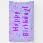 Paarse Paint Splatter Birthday Spandoek (Verticaal)