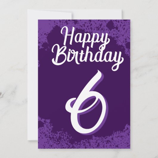 Paarse Paint Splatter Foto 6e Verjaardag Uitnodige Kaart (Achterkant)