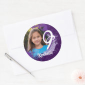 Paarse Paint Splatter Foto Sticker - Leeftijd 9 (Envelop)