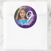 Paarse Paint Splatter Foto Sticker - Leeftijd 9 (Tas)