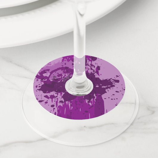 Paarse Paint Splatter - Party Supplies - Wijnglaslabel (Dichtbij)