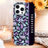 Paarse Paisley Aangepaste Naam Case-Mate iPhone Case