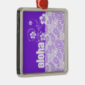 Paarse Paisley; Aloha, Hibiscus Metalen Ornament (Rechts)