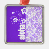 Paarse Paisley; Aloha, Hibiscus Metalen Ornament (Voorkant)