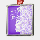 Paarse Paisley; Aloha, Hibiscus Metalen Ornament (Links)