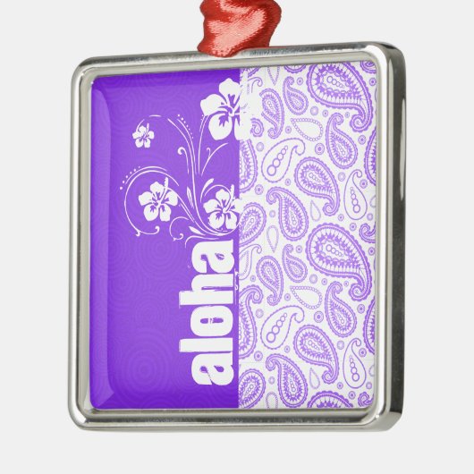 Paarse Paisley; Aloha, Hibiscus Metalen Ornament (Links)