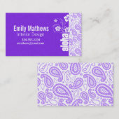 Paarse Paisley; Aloha, Hibiscus Visitekaartje (Voorkant / Achterkant)