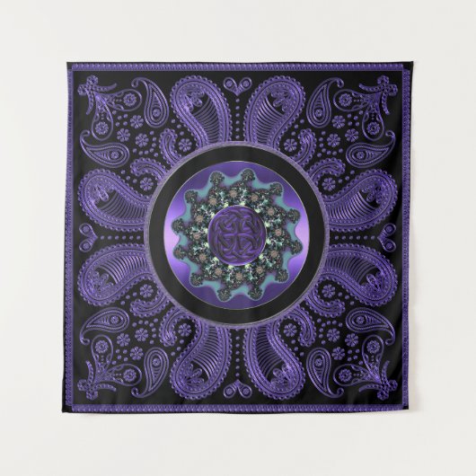 Paarse Paisley Celtic Knot Mandala Wall Tapestry Wandkleed (Voorkant)