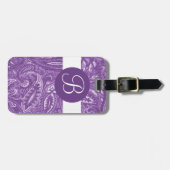Paarse Paisley Custom Monogram bagagelabel (Voorkant horizontaal)