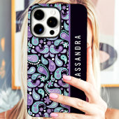 Paarse Paisley Custom Name Case-Mate iPhone Case