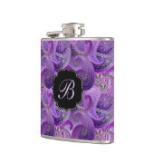 Paarse Paisley Damask Patroon met Monogram Heupfles (Links)