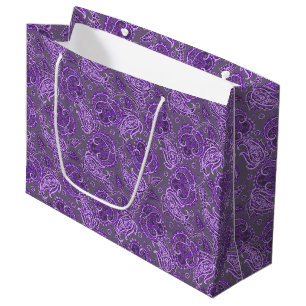 Paarse paisley damast bloemmotief etnisch groot cadeauzakje