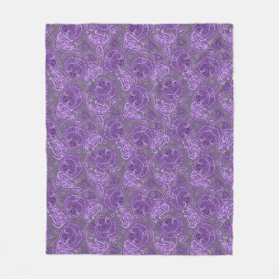 Paarse paisley damast bloemmotief etnische stijl fleece deken