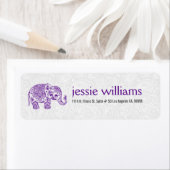 Paarse Paisley Elephant Illustratie Etiket (Insitu)