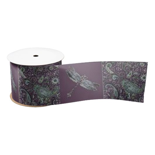 paarse paisley en dragonfly check satijnen lint (Spoel)