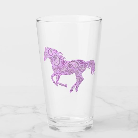 Paarse Paisley Galloping Horse Glas (Voorkant)