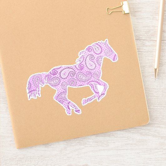 Paarse Paisley Galloping Horse Sticker (Notitieboek)