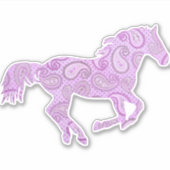 Paarse Paisley Galloping Horse Sticker (Voorkant)
