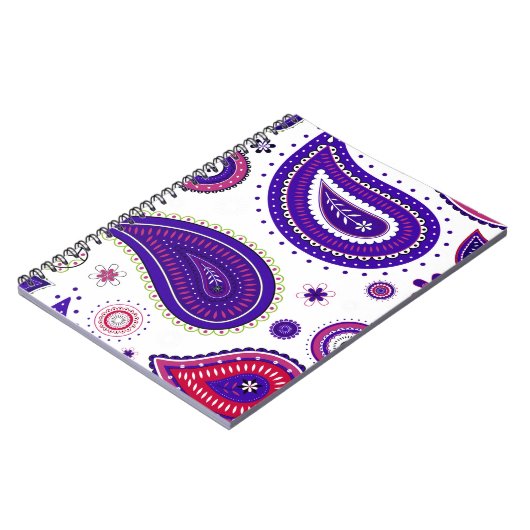 Paarse paisley, kleurrijk bloemmotief notitieboek (Linkerzijde)